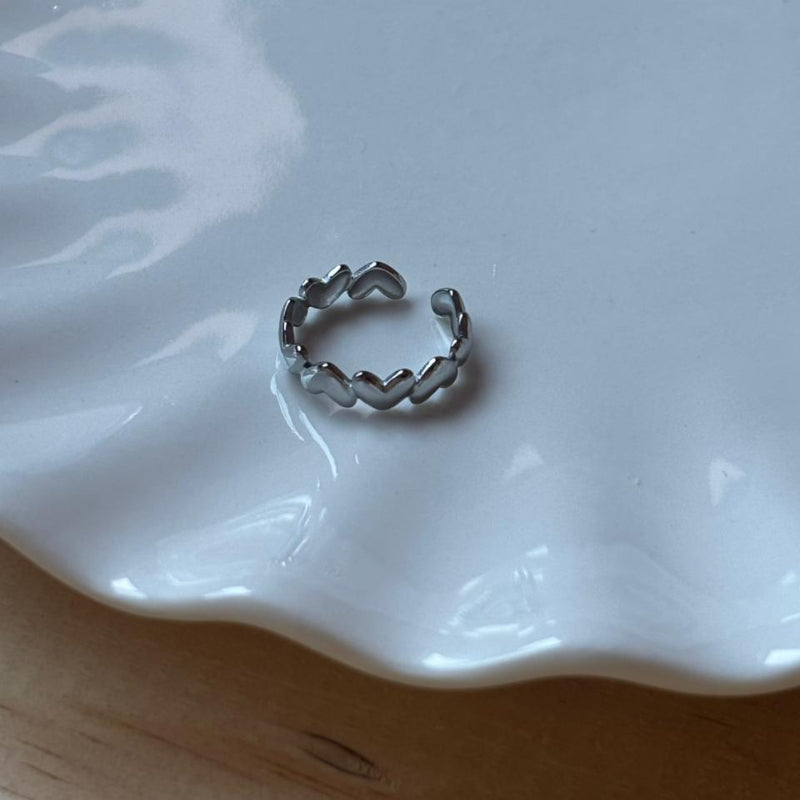 Anillo Acero Inoxidable 304 Chapado Oro 18K Plateado Corazones Unidos