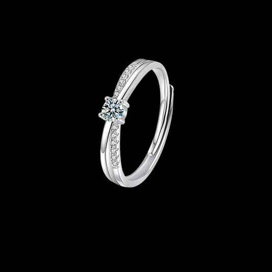 Anillo Elegante Ajustable de Plata 925 con Moissanita