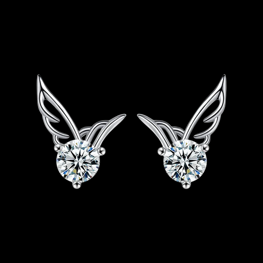 Aros de Plata 925 Pajarito con Moissanita Central