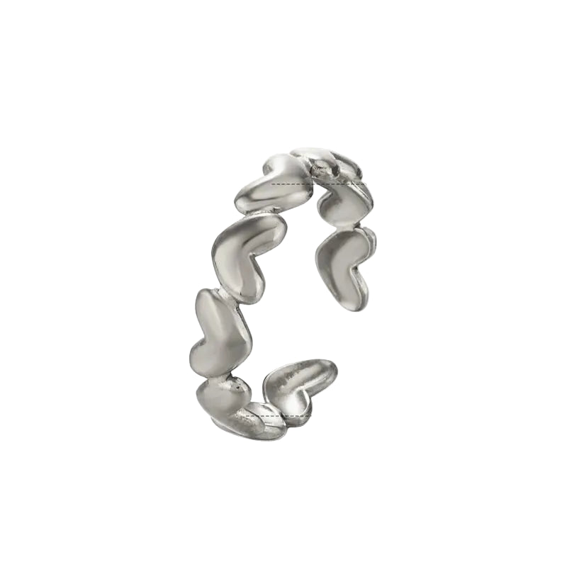 Anillo Acero Inoxidable 304 Chapado Oro 18K Plateado Corazones Unidos