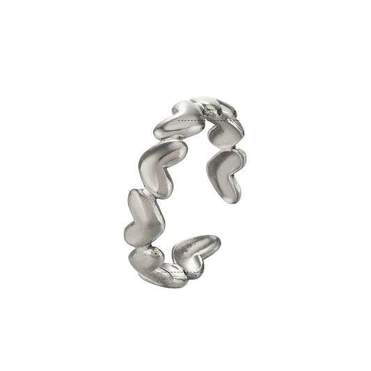 Anillo Acero Inoxidable 304 Chapado Oro 18K Plateado Corazones Unidos