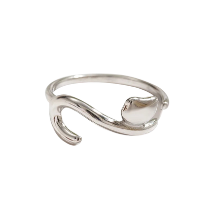 Anillo Ajustable de Acero Inoxidable Chapado en Oro 18K con Diseño de Gatito
