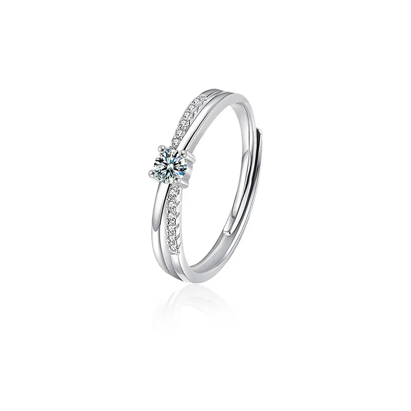 Anillo Elegante Ajustable de Plata 925 con Moissanita