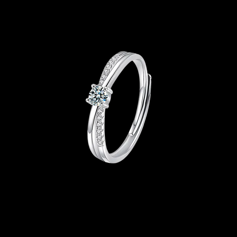 Anillo Elegante Ajustable de Plata 925 con Moissanita