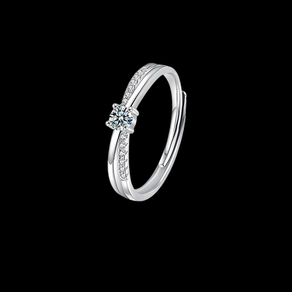 Anillo Elegante Ajustable de Plata 925 con Moissanita