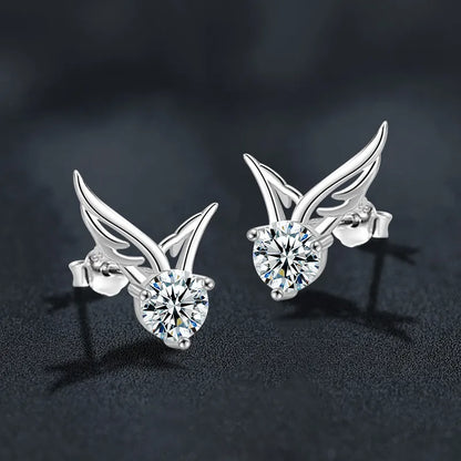 Aros de Plata 925 Pajarito con Moissanita Central