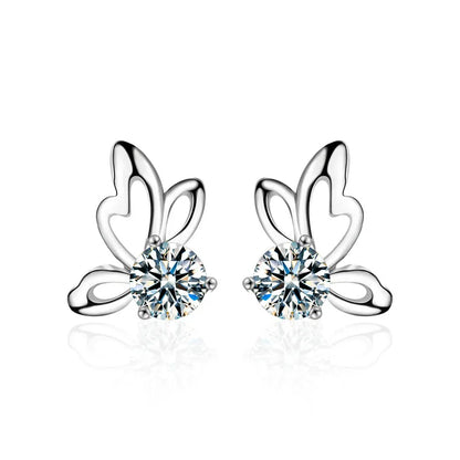 Aros de Plata 925 Mariposa con Moissanita Central