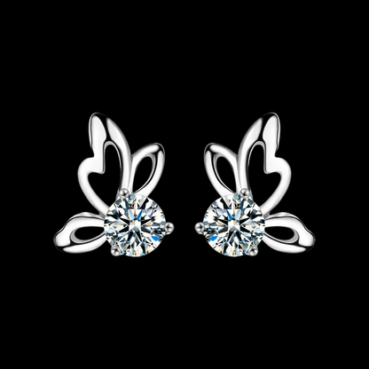 Aros de Plata 925 Mariposa con Moissanita Central