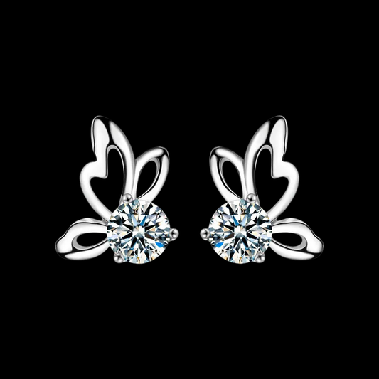 Aros de Plata 925 Mariposa con Moissanita Central