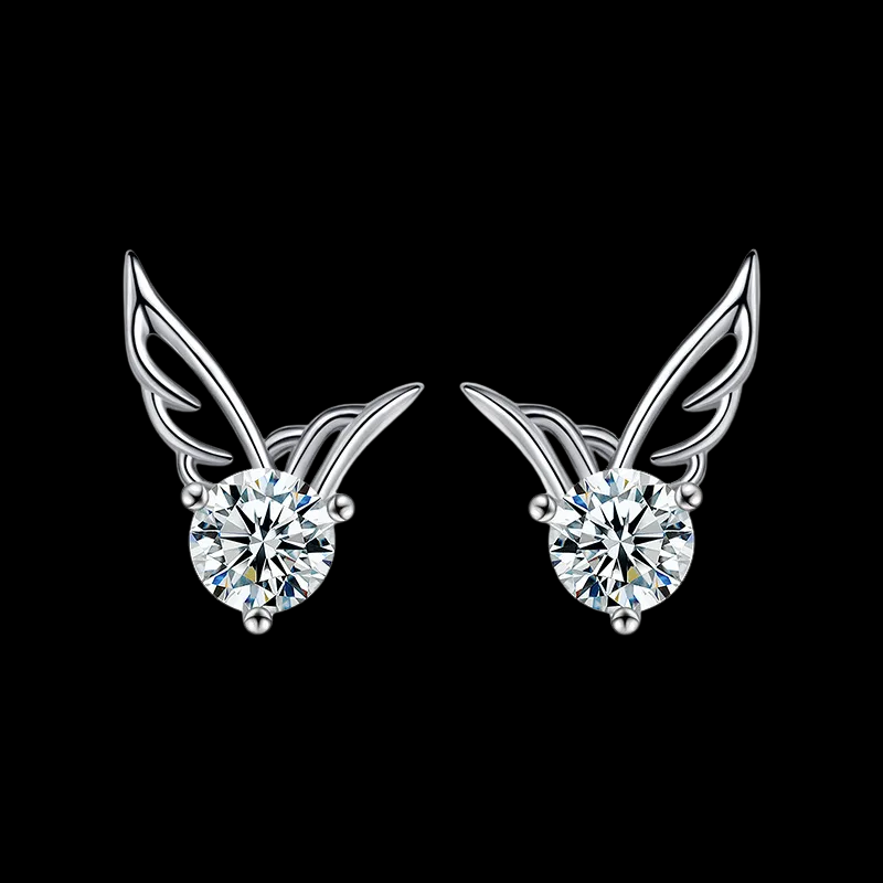 Aros de Plata 925 Pajarito con Moissanita Central