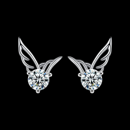 Aros de Plata 925 Pajarito con Moissanita Central