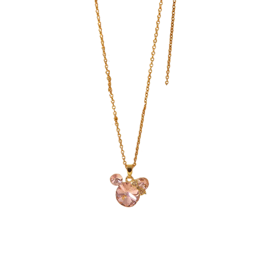 Collar Dorado de Acero Inoxidable con 3 Circones Rosados Juvenil y Moderno