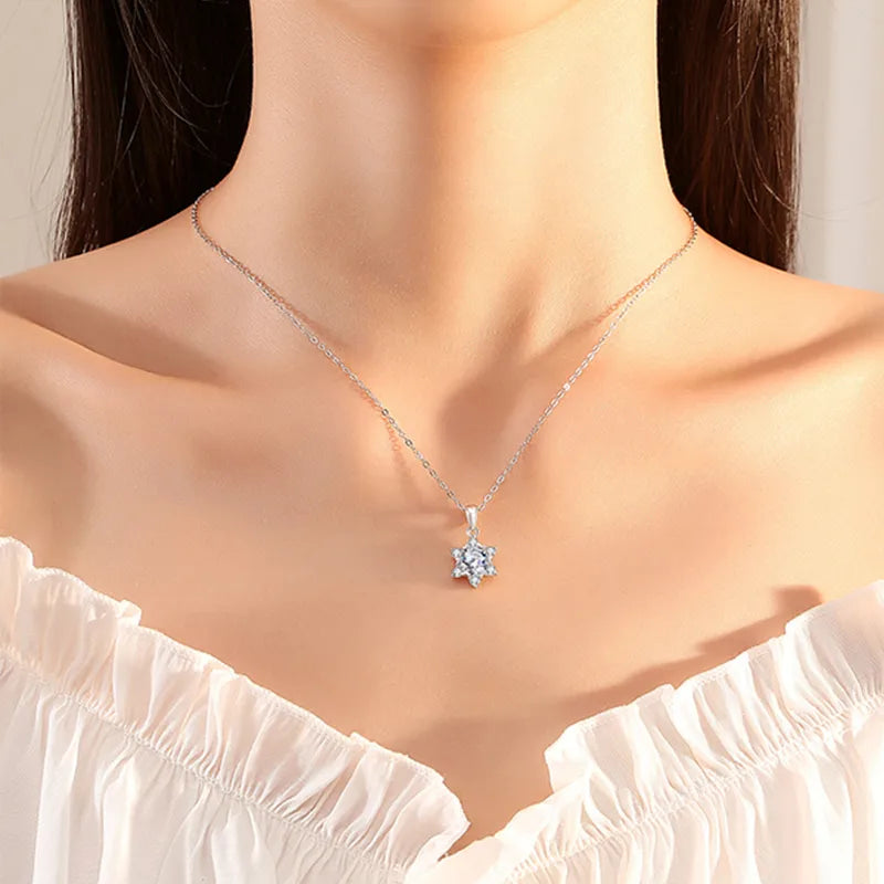 Collar de Plata 925 con Moissanita Copo de Nieve