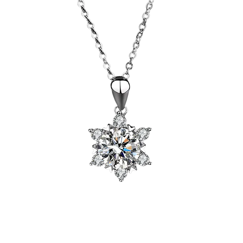 Collar de Plata 925 con Moissanita Copo de Nieve