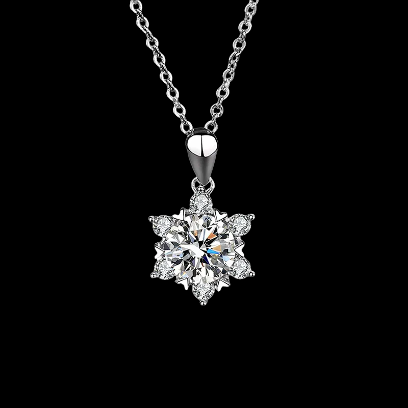 Collar de Plata 925 con Moissanita Copo de Nieve